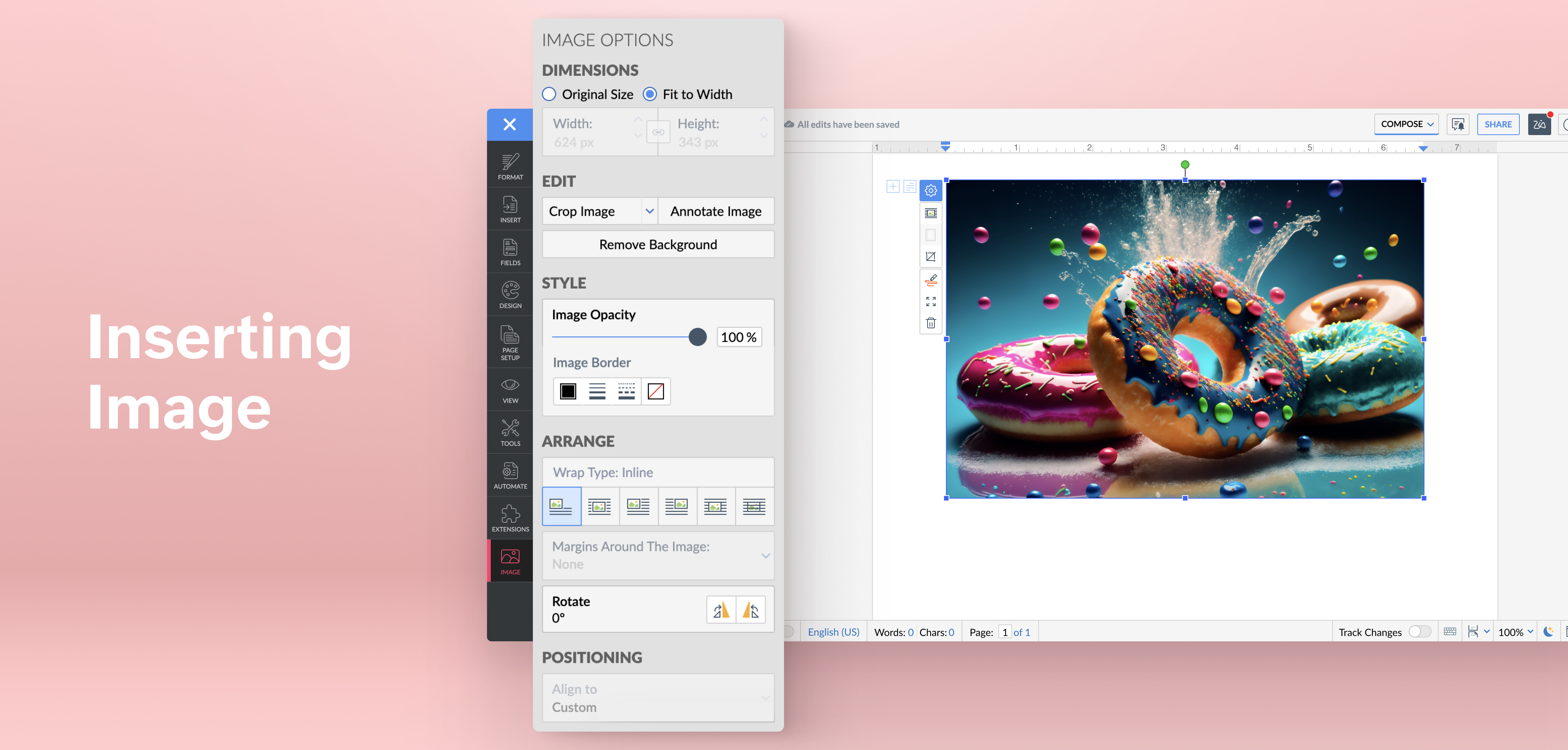 screenshot of Zoho Writer